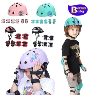 Berma Baby อุปกรณ์ป้องกันเด็ก ชุดหมวกกันน็อค สนับเข่าเด็ก 7ชิ้น เหมาะสำหรับเด็กอายุ 2-14 ปี