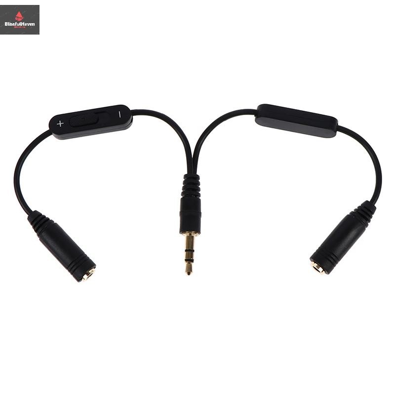 COD 1 In 2 Out 3.5mm Male To Double Mono 3.5mm Female Headphone Y Splitter Cable ใหม่