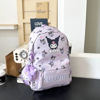 เป้สำหรับเด็กผู้หญิง Kuromi My Melody กระเป๋านักเรียน กระเป๋าสะพายไหล่คู่สำหรับเด็กผู้หญิง ความจุขนาดใหญ่ กระเป๋าเดินทาง