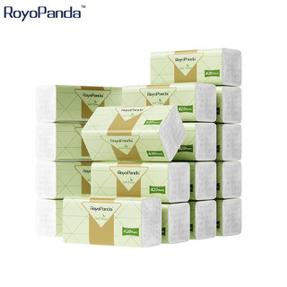 【8 Packs】 RoyoPanda Tissue Soft Facial Tissues 175x155mm High-end Luxury Tissue 5-ply 420 Sheets Dry and Wet Use tissue paper