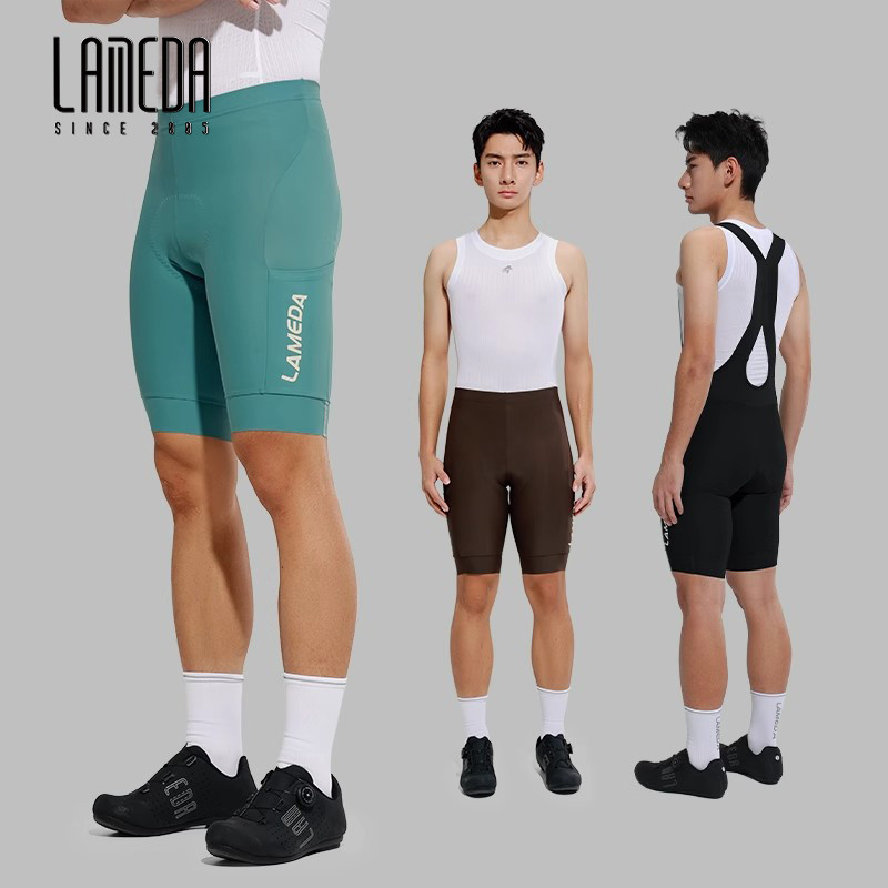 LAMEDA ใหม่ Professional ขี่จักรยาน Bib กางเกงขาสั้นผู้ชายสูงเอวฤดูร้อน UPF50 + Sun Protection Breathable แห้งเร็วพร้อมกระเป๋า MTB Road Bike เครื่องแต่งกาย