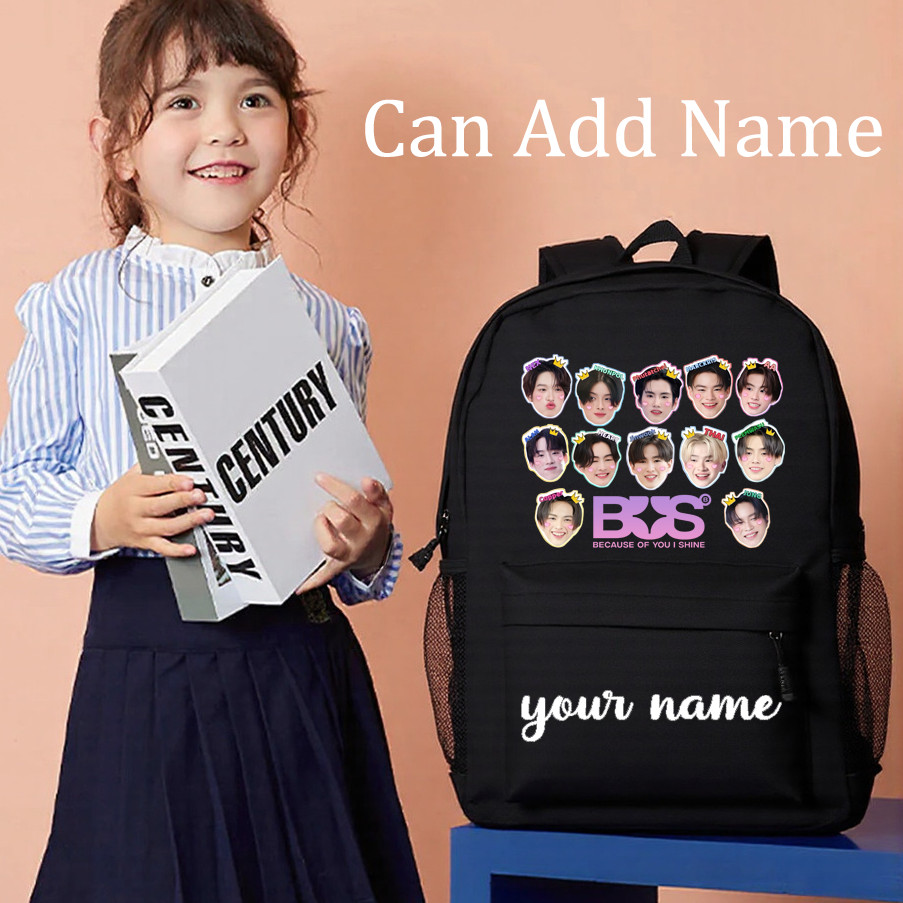 Personlized Custom Name BUS School Bags เพราะคุณ I Shine กระเป๋าเป้สะพายหลังแฟชั่นสไตล์ความจุขนาดใหญ่กระเป๋านักเรียนนักเรียน