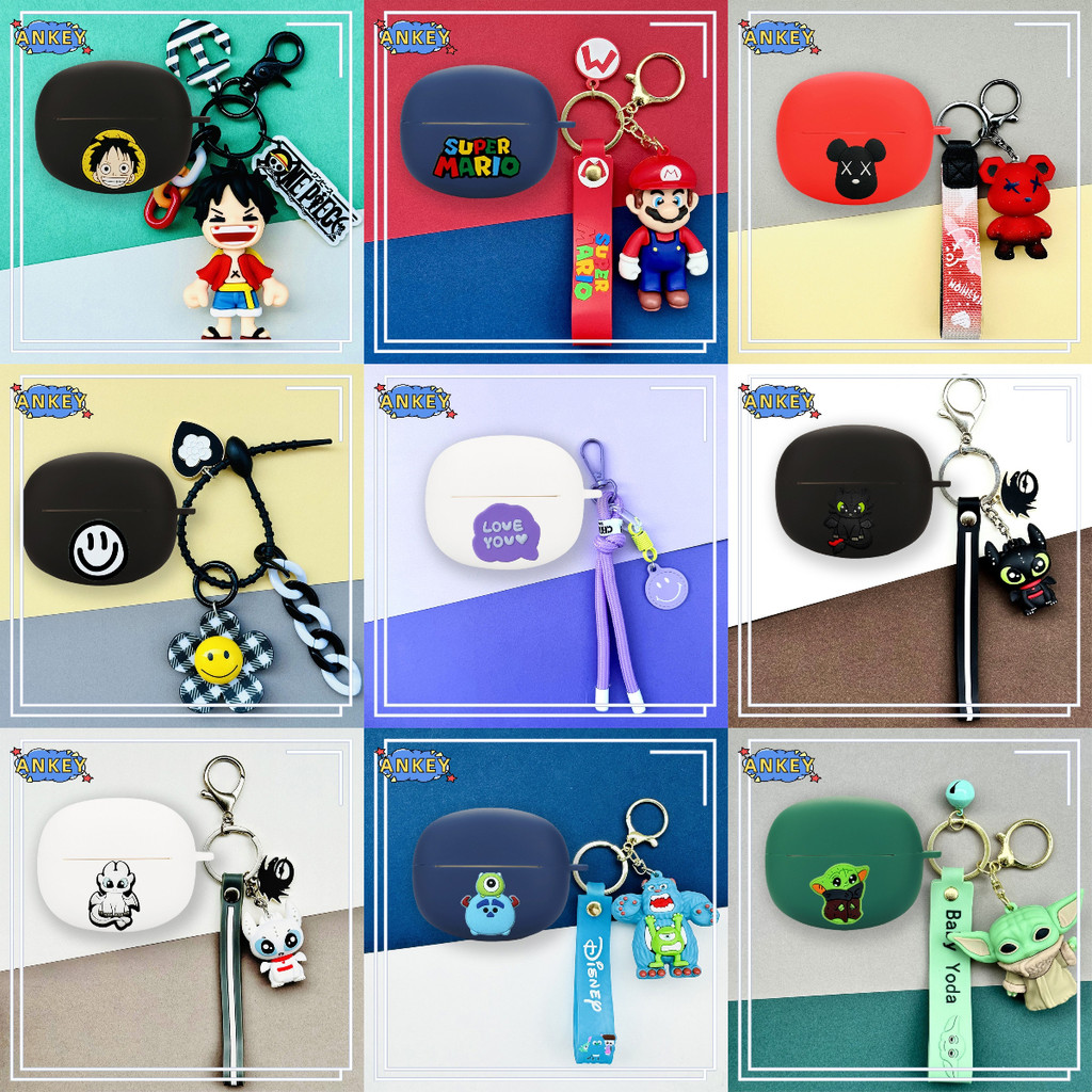 For Vivo Buds Earphone Silicone Case Earbuds Cute Bear Soft Protective Headphone Cover Headset Skin with Pendant