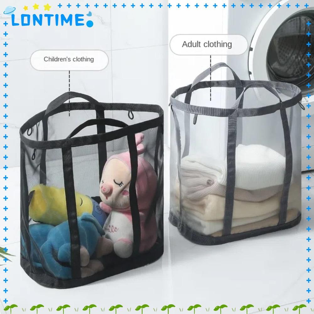 LONTIME ตะกร้าผ้าตาข่ายพับได้ ความจุใหญ่ เก็บของจิปาถะ/ของเล่นเด็ก พร้อมหูแขวน