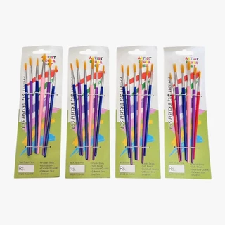 (ยกแพ็ค 12 ชุด) ชุดพู่กัน ระบายสีน้ำ 1 ชุด 6 อัน คละเบอร์