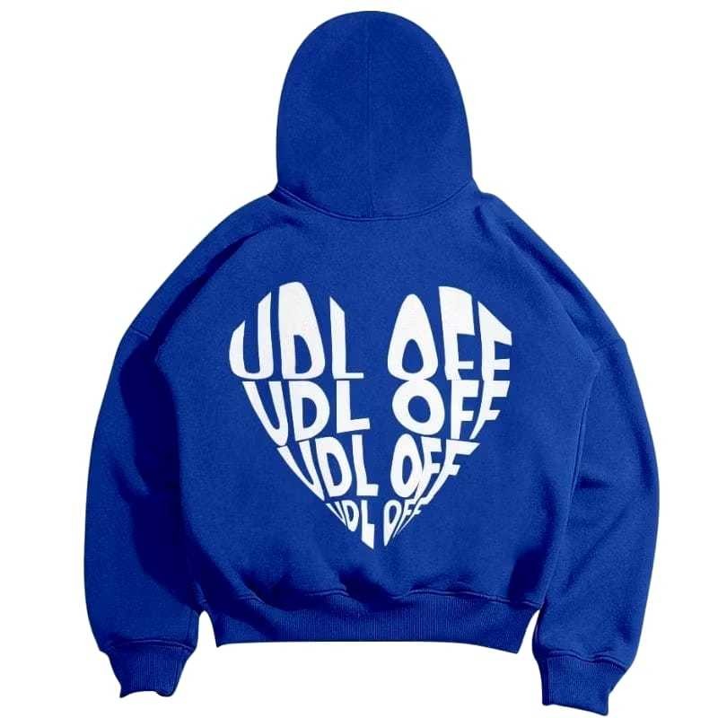 Boxy Udloff Blue Pure Love ขนาดใหญ่ Unisex Hoodie/ผู้ชายและผู้หญิง Boxy Hoodie/Premium Boxy Hoodie