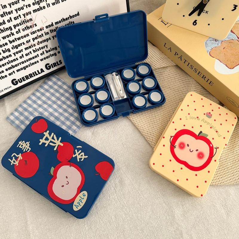 [maybeauty] 6 ชิ้น/เซ็ต Creative พิมพ์กล่องคอนแทคเลนส์แบบพกพา Companion Care กล่องคอนแทคเลนส์สําหรับ