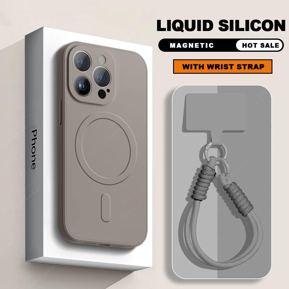สายรัดของเหลวเคสโทรศัพท์สําหรับ IPhone 16 14 15 Plus 12 13 Mini 11 16 Pro X XR XS Max 16E 13Pro 12Pro 15Pro Max เคสซิลิโคน Lanyard กล้อง Protector ปกอ่อน