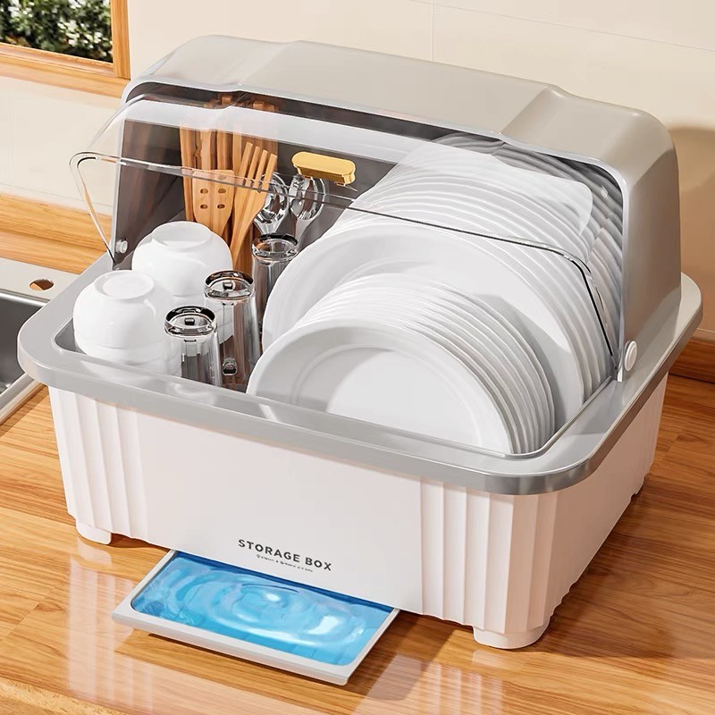 Ubear ที่คว่ำจาน ที่คว่ำจานทรงโค้งมน UV (มีฝาปิด)  4-10ค่ะ ความจุ พลาสติก กันฝุ่นละออง กันแมลง ได้สิ