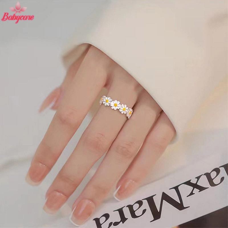 บายซี> แหวนดอกไม้วินเทจสําหรับผู้หญิงน่ารักดอกไม้แหวนปรับเปิดแหวนนิ้วแต่งงานแหวนหมั้นแนวโน้มเครื่องประดับหญิงใหม่