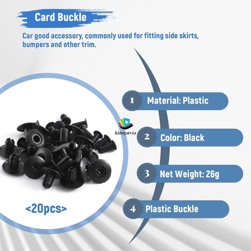 kimgarcia 20 ชิ้น 8 มม.รูดันขยายแผงสกรูคลิปหมุดพลาสติกสีดํา - รูปที่ 2