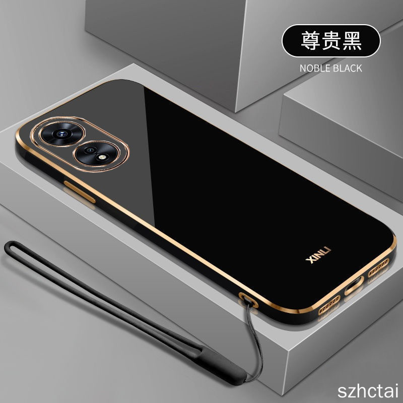 ปลอก Oppo A38 A18 A98 A17 A17K A58 A78 A77S A77 4G 5G A96 A95 A57 A76 A74 4G 5G 2022 ฝาครอบโทรศัพท์เรียบหรู ขอบตรง นุ่ม + เชือกเส้นเล็ก