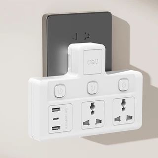 Nataku อแดปเตอร์แปลง หัวแปลงปลั๊ก Adapter พร้อมช่อง USB Typec Fast Charge 20W สูงสุด2500W ไฟบอกสถานะ