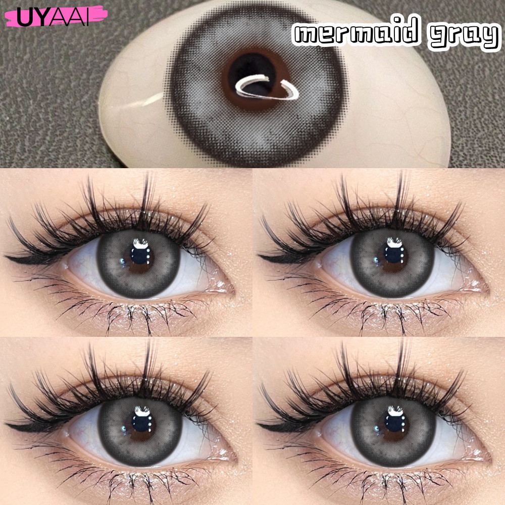 คอนแทคเลนส์ [0.00~-6.00] UYAAI คอนแทคเลนส์สีซีรีส์ Mermaid 14.2mm ธารน้ําแข็ง Blue Grey Brown คอนแทค