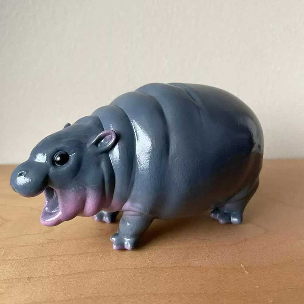 Portable Moo Deng Hippo,Bouncy Pork Pygmy Hippo Statue,Hippo Figurines