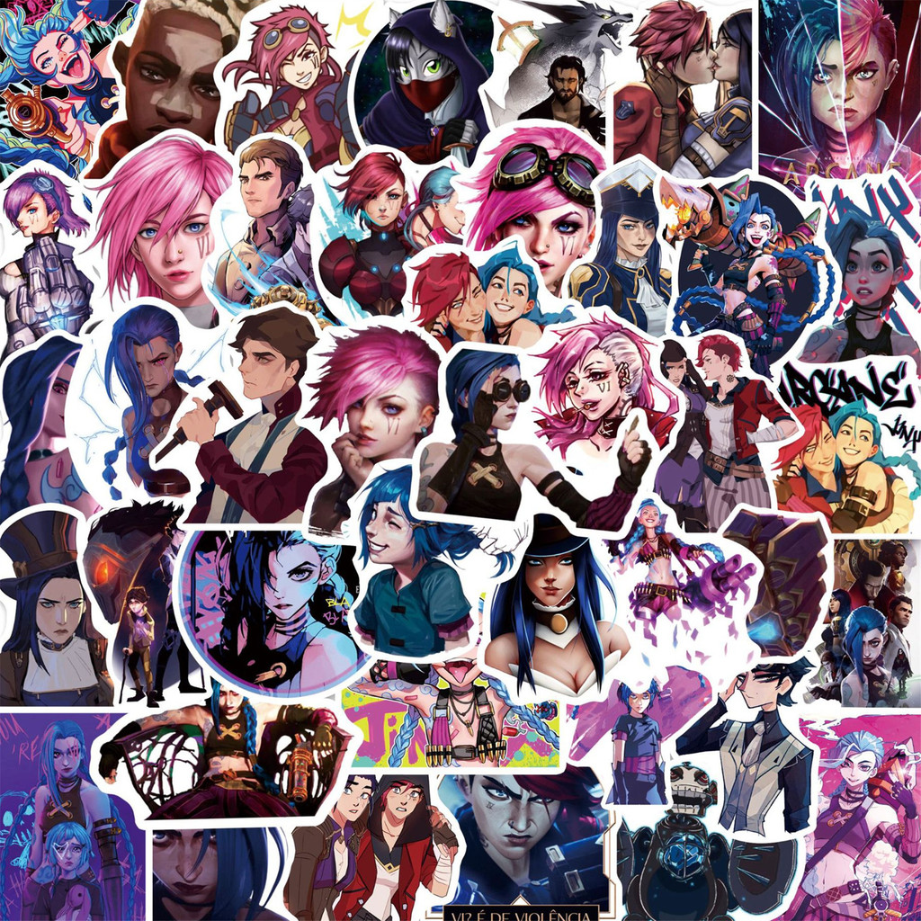 50ชิ้น/เซ็ต สติ๊กเกอร์ Arcane Series 02 League of Legends Lol DIY Fashion Waterproof Doodle Decals สติ๊กเกอร์
