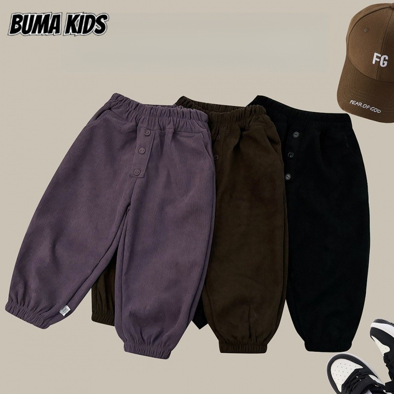BUMA KIDS กางเกงลำลองอเนกประสงค์สำหรับเด็กกางเกงขายาวแฟชั่นหลวมสำหรับเด็ก