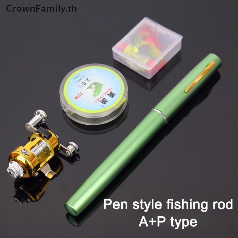 [CrownFamily] Pen Fishing Rods Mini Portable Fishing Rod Set Penfishingrod Pen Rods A+P Line Drum Reel [TH]