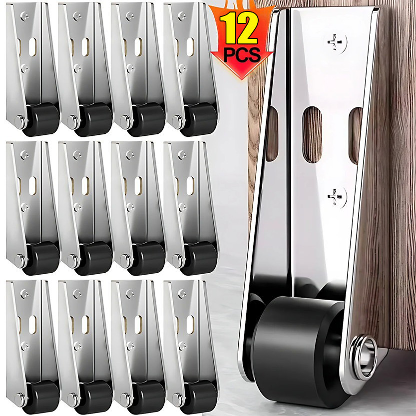 2/4/8/12ชุดทนทานเงียบเฟอร์นิเจอร์ล้อ/โลหะรอกประตูลูกกลิ้ง/ด้านข้างติดตั้งประตูสนับสนุนย้ายล้อ