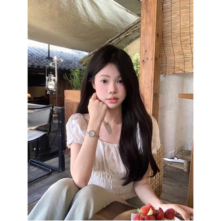 Beryl แขนสั้นทรงพัฟสไตล์ฝรั่งเศสที่อ่อนโยนและอ่อนหวานสำหรับผู้หญิง