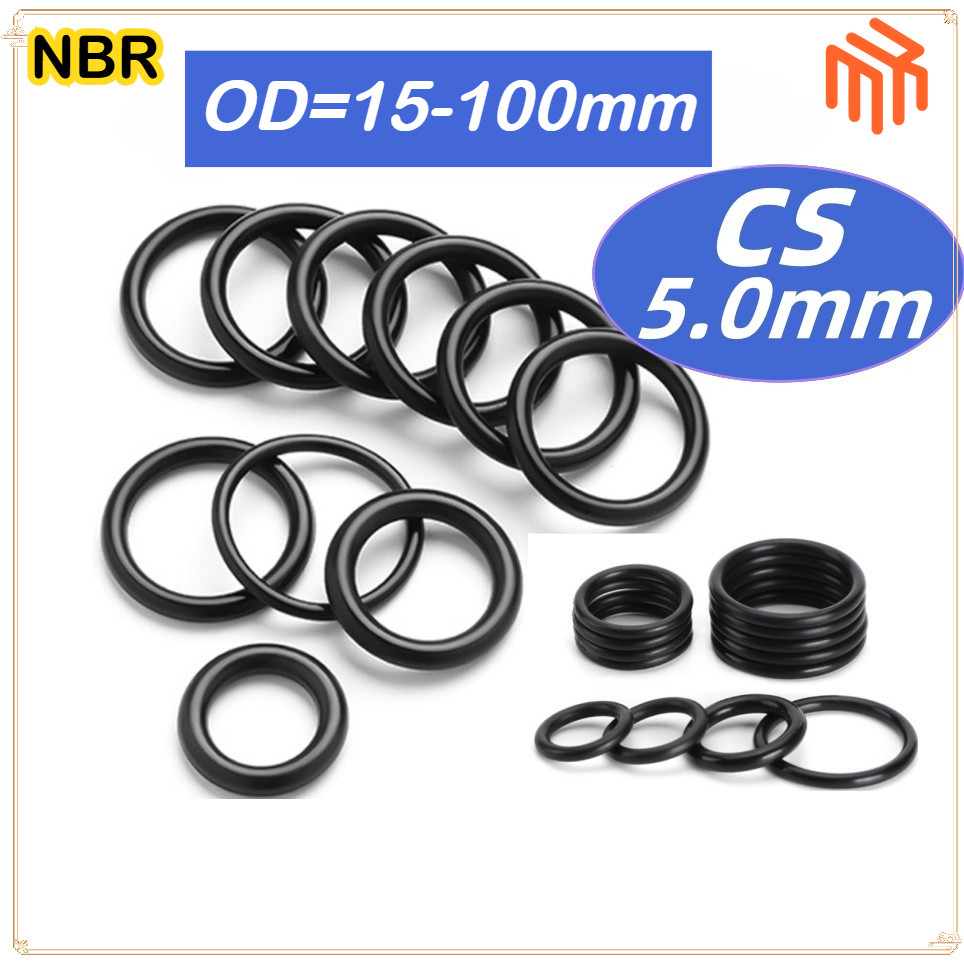 [MX1] โอริง O-Ring วงใน ID 15 - 100 mm ความหนา 5.0 มิล ยางโอริง NBR / แหวนโอริงสีดํา/แหวนยางซีล cs5.0mm * OD15-100mm