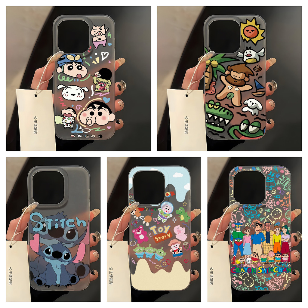 ตัวละครอนิเมะ TPU Matte ป้องกันการตก เคสไอโฟน for iPhone 11 12 13 14 15 16 Pro Max 14 15 Plus เคสไอโฟน11