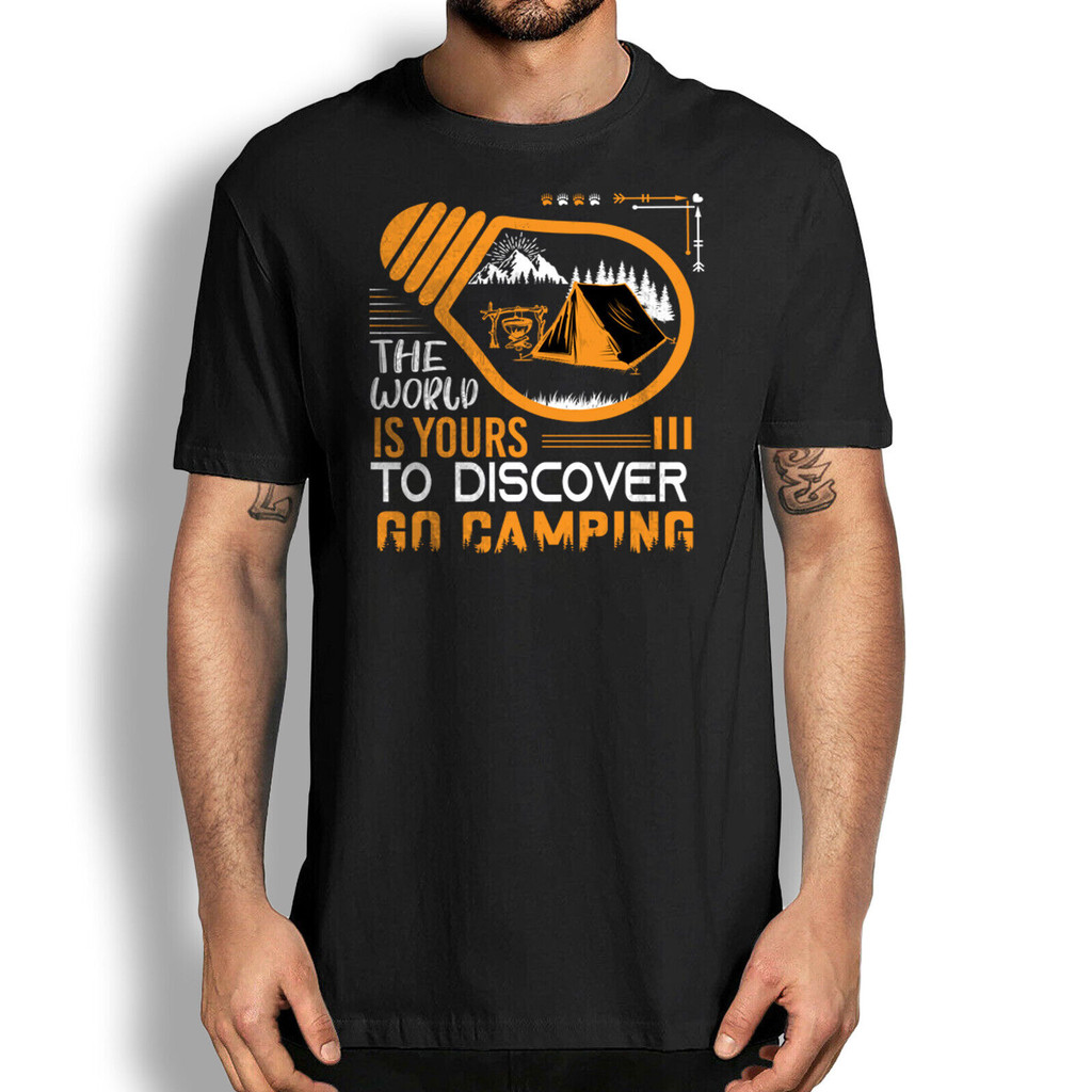 The World Is Yours To Discover Go Camping T-Shirt เสื้อยืด Vintage Travel