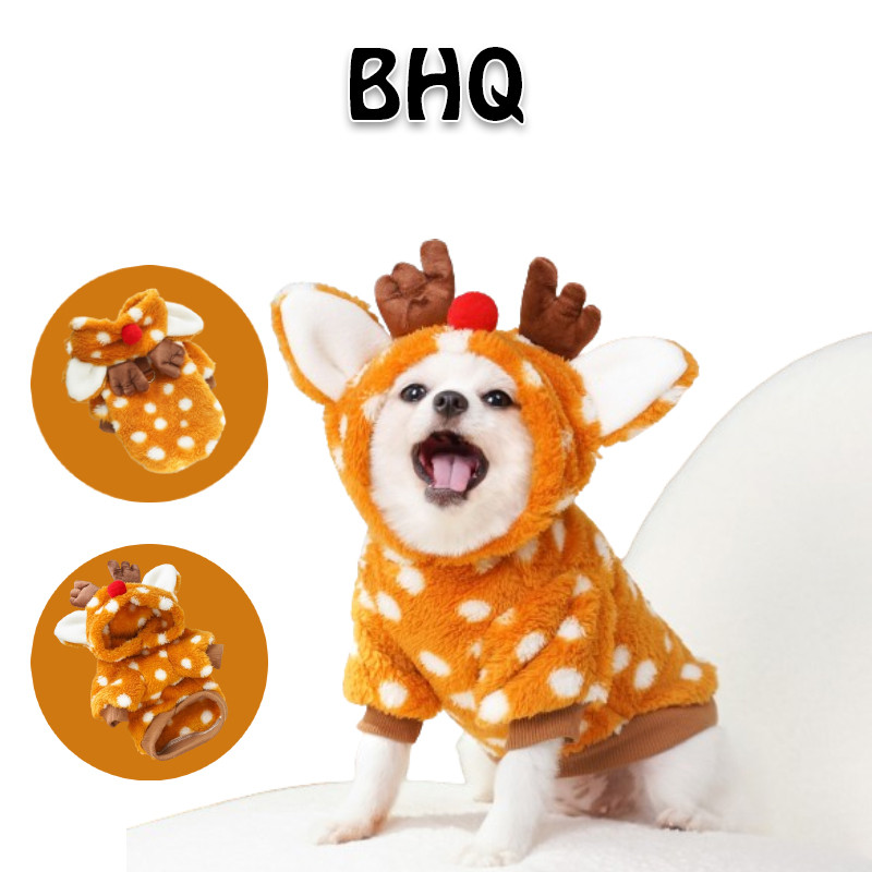 BHQ เสื้อผ้าสัตว์เลี้ยง เสื้อคริสต์มาสสุนัข/แมว คริสต์มาส เสื้อหมา เสื้อมีหมวกสัตว์เลี้ยง มีให้เลือกหลายขนาด