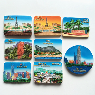 แม่เหล็กติดตู้เย็น จีนเซินเจิ้นหน้าต่างกวางโจว Zhuhai Tourist ของที่ระลึกเรซิ่นตู้เย็นแม่เหล็กแม่เหล็กสร้างสรรค์เครื่องใช้ในบ้าน Cultural Creative Re