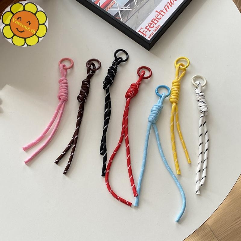 Yescont สีสัน Braided Lanyard พวงกุญแจสําหรับเคสโทรศัพท์ตกแต่งผู้หญิง Chic กระเป๋าจี้ Kpop DIY พวงกุญแจเพื่อนคู่ของขวัญ TH
