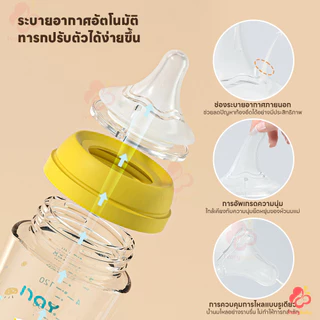 IVORYBABY ขวดนมแก้ว ขวดนม ทนความร้อนสูง ขวดนมเด็ก ป้องกันการรั่ว ขวดนมแก้วเด็กแรกเกิด