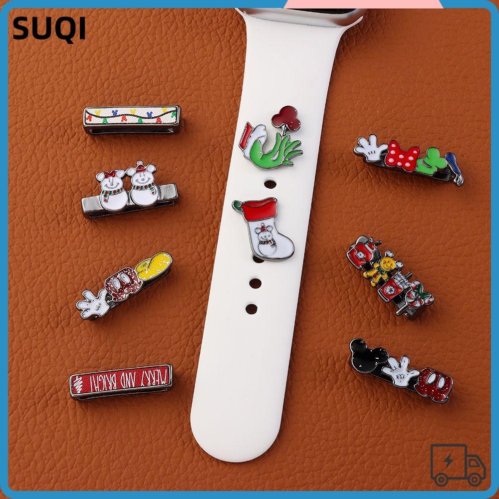 Suqi สายนาฬิกาข้อมือ โลหะ เครื่องประดับ เข็มกลัด สายรัดข้อมือ เสน่ห์ แหวนตกแต่ง สร้างสรรค์ สร้อยข้อมือ เล็บ เพชร อุปกรณ์เสริม