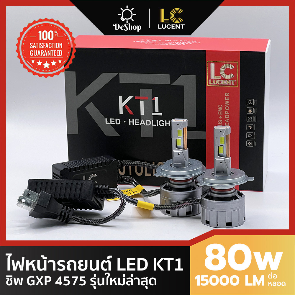 ไฟหน้า รถยนต์ LED CANBUS KT1 ชิพ GXP 4575 80W 15000LM H1 H4 H7 H11 HB3 HB4 HIR2 สีขาว 6000K