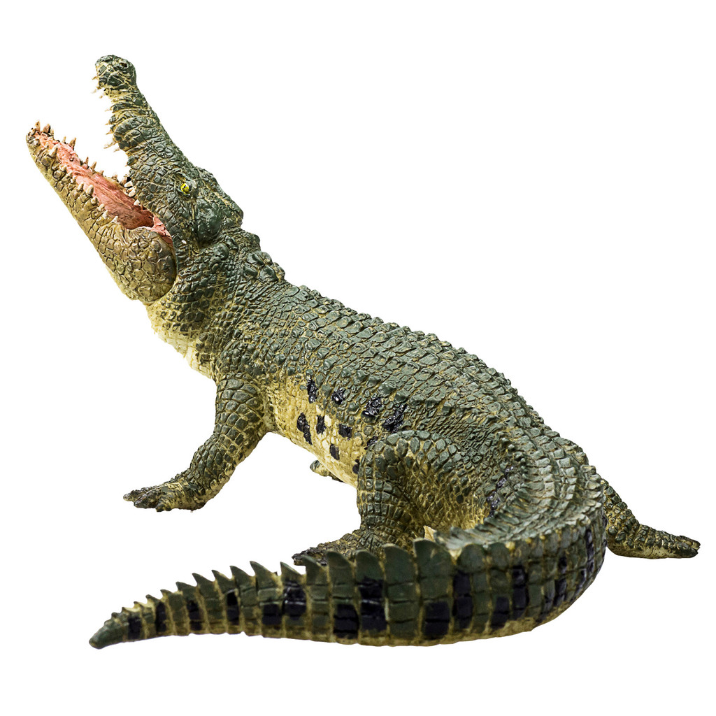 โมโจ 387162 NILE CROCODILE MOVING JAW สัตว์สวนสัตว์ป่าเล่นโมเดลฟิกเกอร์ของเล่นพลาสติก
