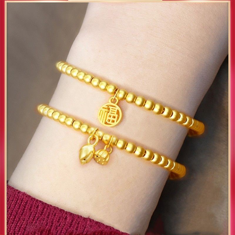 9999 พันทองบริสุทธิ์ Lotus จี้สร้อยข้อมือทอง 24K Anci9999Ppin金莲สร้อยข้อมือ黄金24K 古转运珠手链金福款法饰12.06