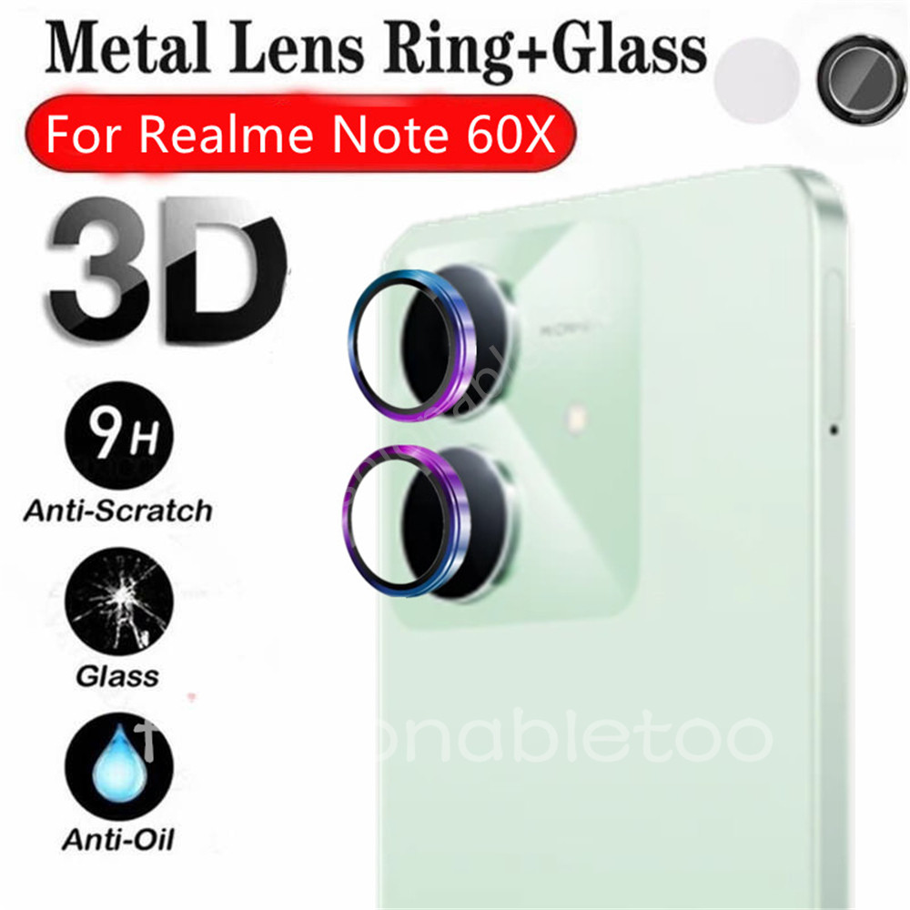 แหวนโลหะกล้องเลนส์ป้องกันฟิล์มสําหรับrealmeหมายเหตุ 60 X 60X Note60 X Note60X RealmeNote60Xกระจกนิรภ