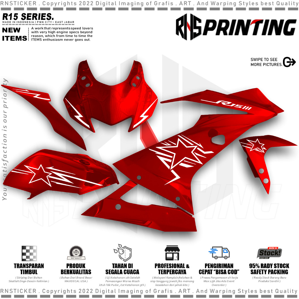Striping ตัด Striping Star R15 V3 V2 สติกเกอร์ Striping Variation R 15 ใหม่ star motif