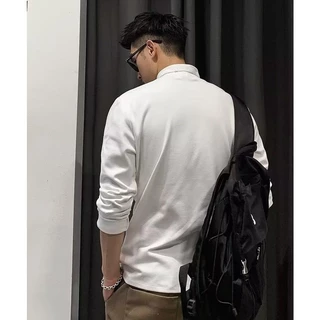 เสื้อยืดแขนยาวผู้ชายคอสูงเทรนด์แฟชั่นเสื้อยืดแขนยาวเสื้อผ้าผู้ชาย