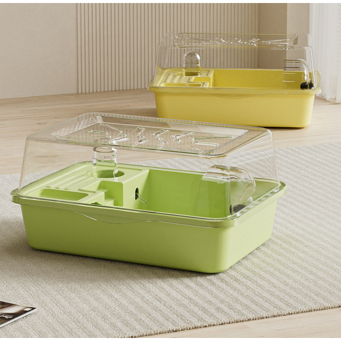 กรงแฮมเตอร์ กรงหนูแฮมเตอร์ขนาดใหญ่ อวกาศคู่ กรงพกพา พร้อมอุปกรณ์ ติดตั้งง่าย วัสดุความปลอดภัย - รูปที่ 4