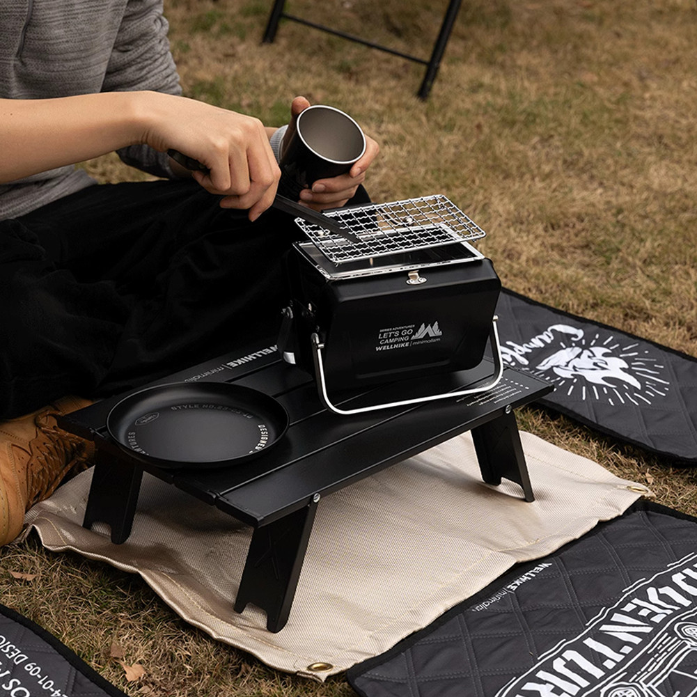 เตาตั้งแคมป์แบบพกพาเตาย่างบาร์บีคิวแบบพับได้สแตนเลสสําหรับทําอาหารกลางแจ้ง - รูปที่ 5