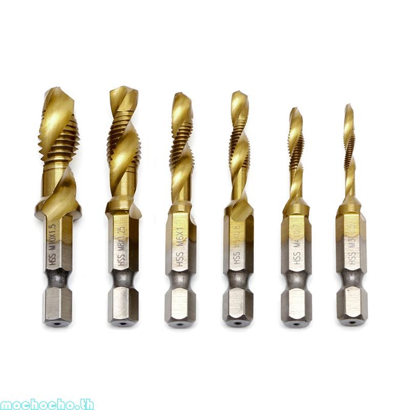 Mocho 1PC Hex Shank M3-M10 สําหรับไทเทเนียมชุบ HSS มือสกรูด้ายเมตริกแตะเจาะ