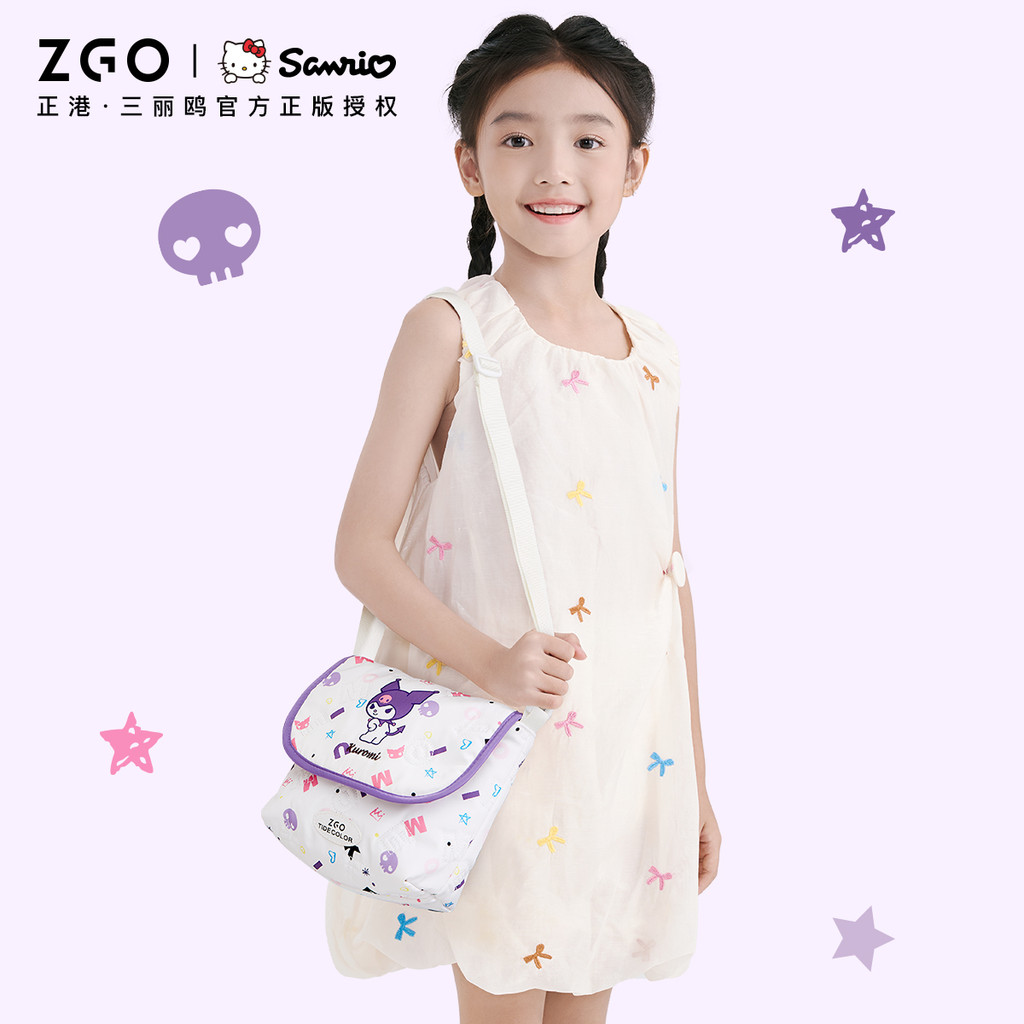 Zgo Kuromi เด็กกระเป๋าสําหรับสาวทุกวัน Commuting Crescent กระเป๋าน่ารักกระเป๋าสะพายขนาดใหญ่ความจุ Crossbody กระเป๋าของขวัญสําหรับเด็ก 25011C - รูปที่ 2