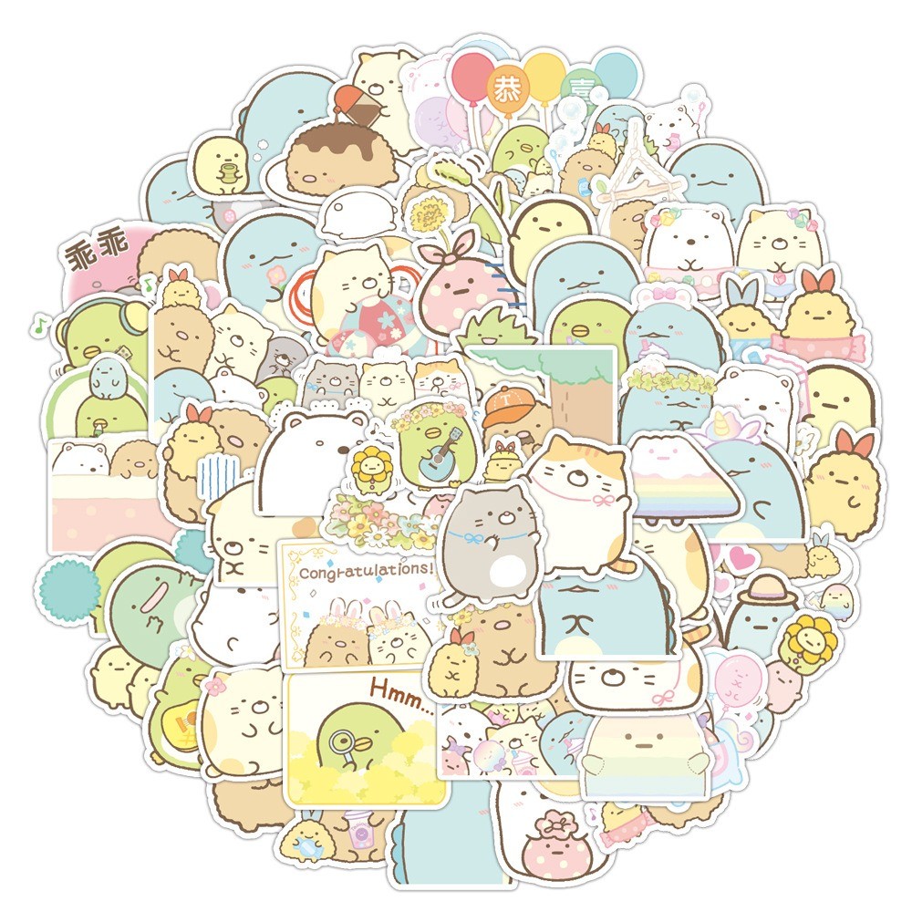 60 ชิ้น Sumikko Gurashi สติกเกอร์กันน้ําไวนิลสําหรับ DIY แล็ปท็อป Tumbler HP สติกเกอร์กระเป๋าเดินทาง