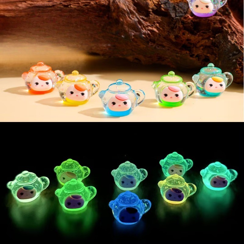 ไมโครภูมิทัศน์เรซิ่นการ์ตูนส่องสว่างใสกาต้มน้ําสร้างสรรค์ ทําเอง ครีมกาวเคสโทรศัพท์พวงกุญแจเครื่องประดับ