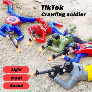 ซูเปอร์ฮีโร่คลานของเล่นทหารกองทัพยิงของเล่นอัตโนมัติคลานหุ่น…