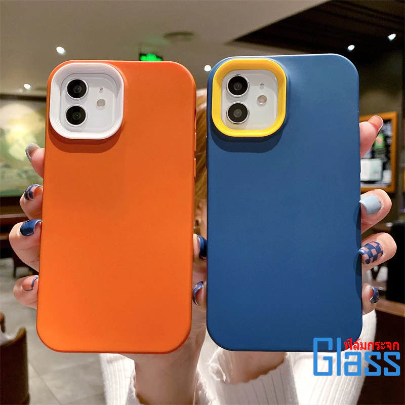 3 in 1 เคสไอโฟน for iPhone 13 11 15 14 12 16 Pro Max เคสไอโฟน 15 Plus XR XS Max 7 8 Plus SE X เคสป้องกันการตกแบบนิ่ม