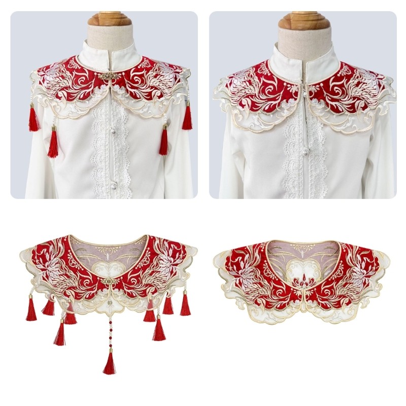 Elegant Phoenixes Shawl Embroidery Detachable Collar Traditional Chinese Collar