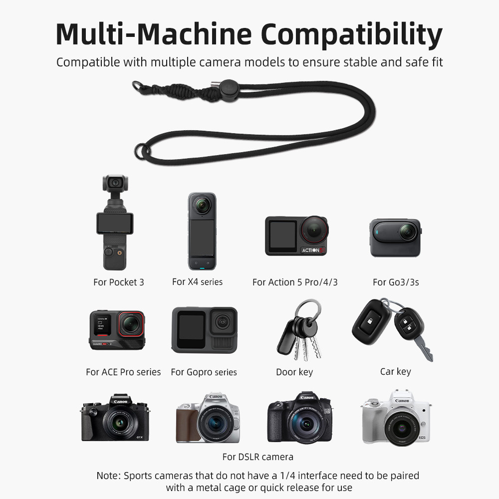 สําหรับ DJI OSMO POCKET 3/Action 5 Pro สายคล้องกล้องกีฬา Insta360 X4 Anti Loss สายคล้องไหล่อุปกรณ์เสริมสําหรับกล้อง