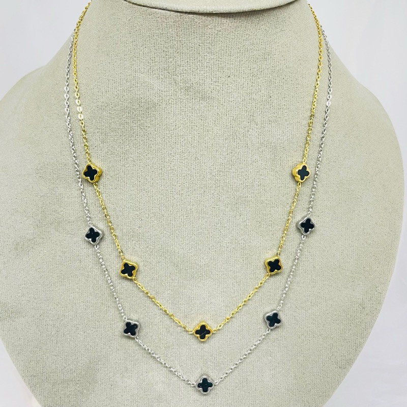 สร้อยคอไทเทเนียมผู้หญิงผู้ใหญ่เกาหลี clover Flower KT142-143LU