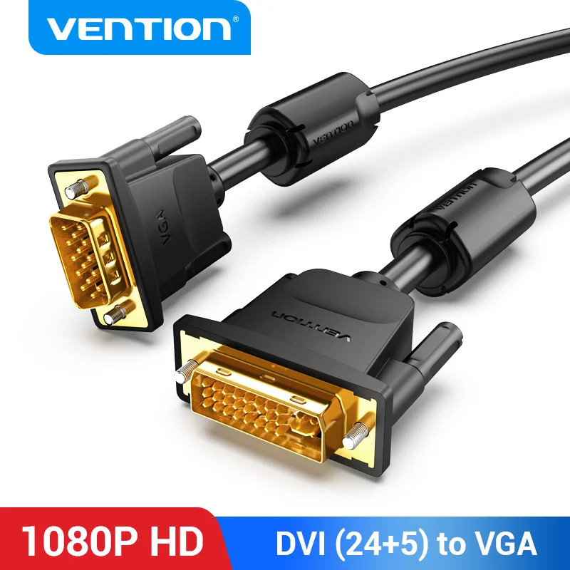 Vention สาย DVI เป็น VGA 1080P 60Hz DVI-I 24+5 DVI ชายเป็น VGA ชายอะแดปเตอร์แปลงสําหรับแล็ปท็อปสาย DVI VGA